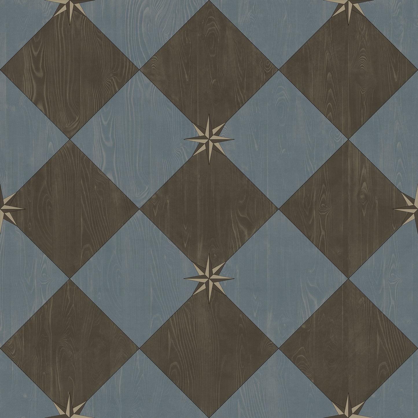 Vintage Vinyl Rug - Compass Diamond - Garden Soirée