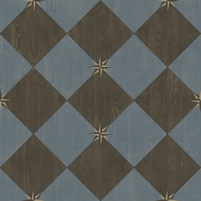 Vintage Vinyl Rug - Compass Diamond - Garden Soirée