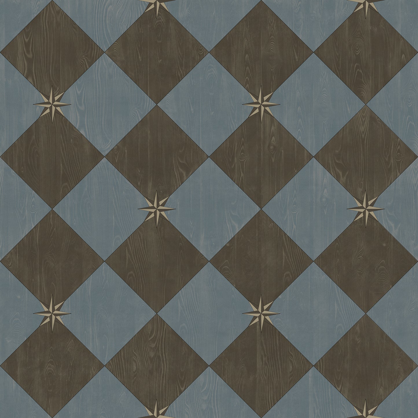 Vintage Vinyl Rug - Compass Diamond - Garden Soirée