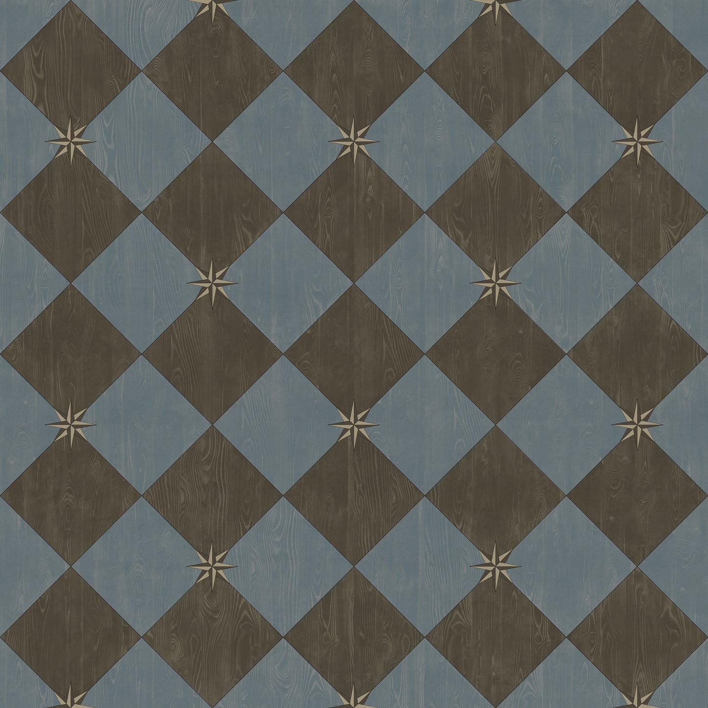 Vintage Vinyl Rug - Compass Diamond - Garden Soirée