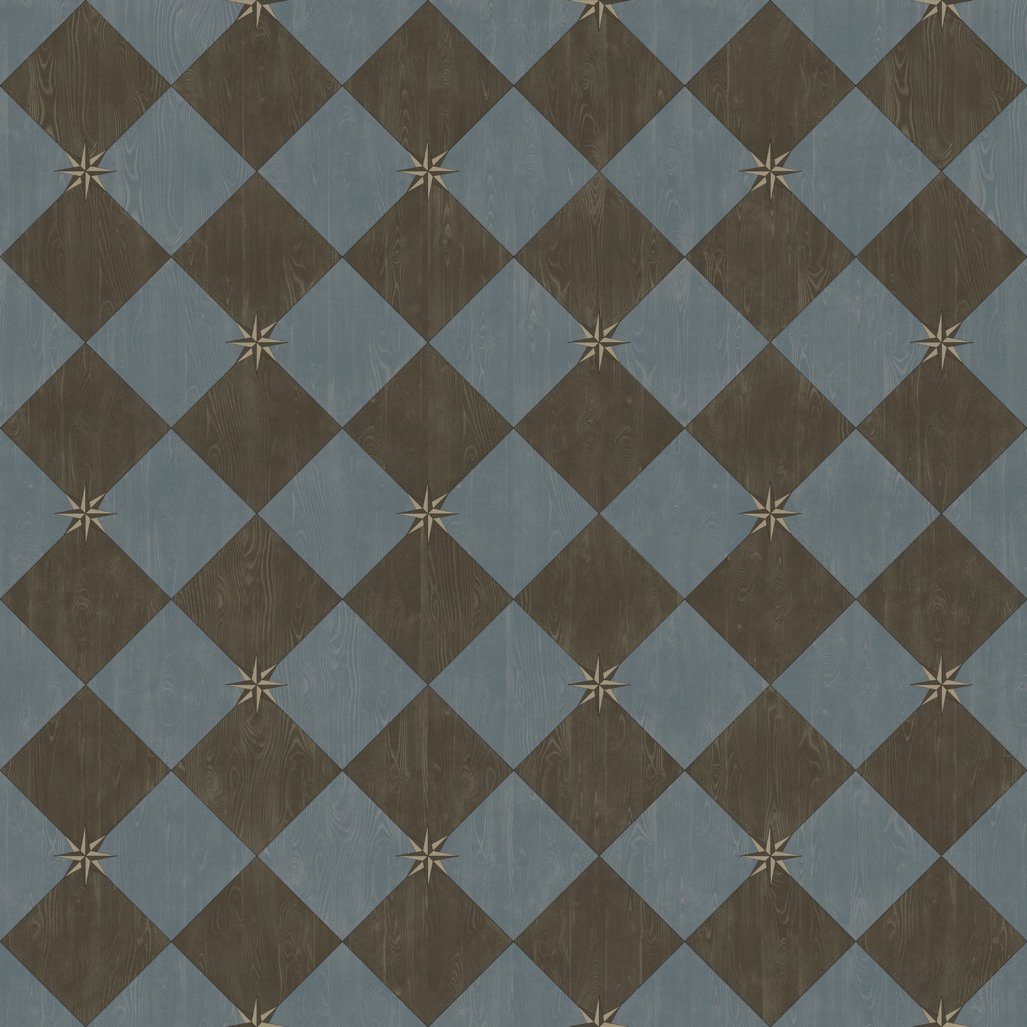 Vintage Vinyl Rug - Compass Diamond - Garden Soirée