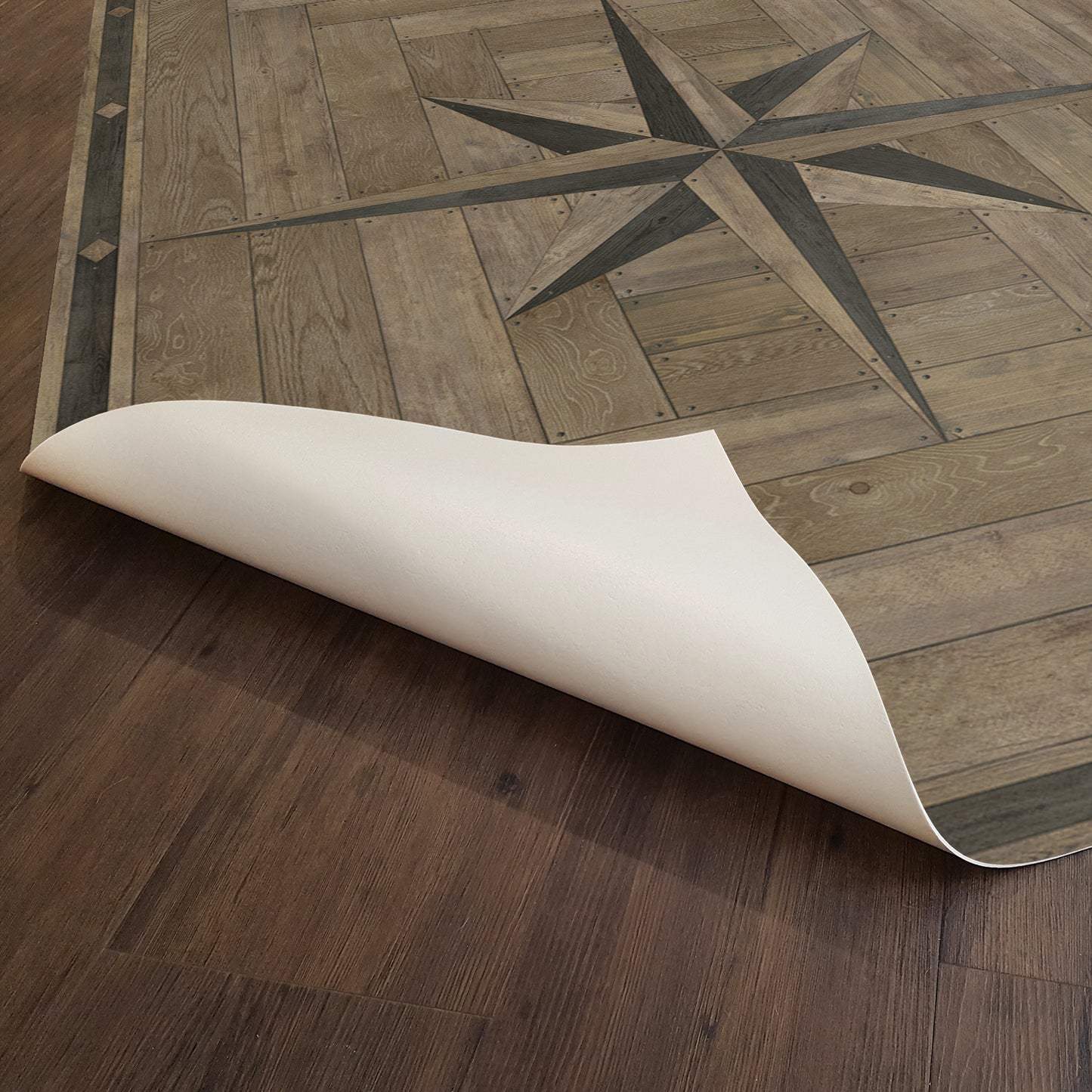 Vintage Vinyl Rug - 18th Century Joinery - Crosspiece