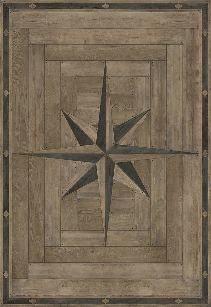 Vintage Vinyl Rug - 18th Century Joinery - Crosspiece