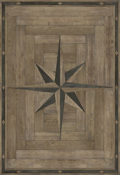 Vintage Vinyl Rug - 18th Century Joinery - Crosspiece