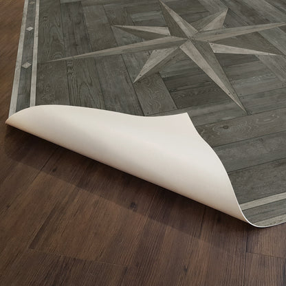 Vintage Vinyl Rug - 18th Century Joinery - Dark Pine Shadows
