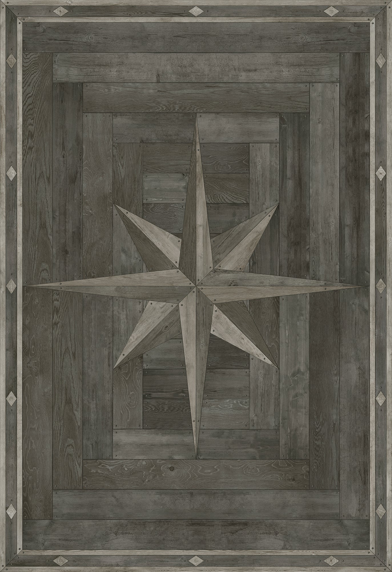 Vintage Vinyl Rug - 18th Century Joinery - Dark Pine Shadows