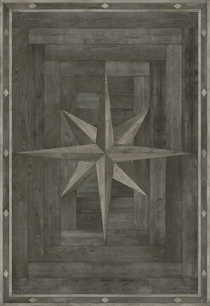 Vintage Vinyl Rug - 18th Century Joinery - Dark Pine Shadows