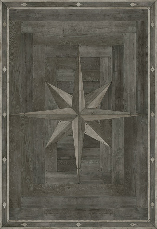 Vintage Vinyl Rug - 18th Century Joinery - Dark Pine Shadows