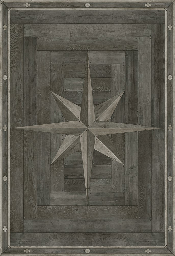Vintage Vinyl Rug - 18th Century Joinery - Dark Pine Shadows
