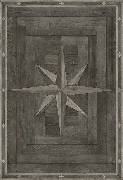 Vintage Vinyl Rug - 18th Century Joinery - Dark Pine Shadows