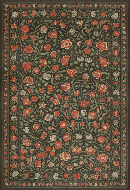 Vintage Vinyl Rug - Antique Floral - Where You Go I Will Go