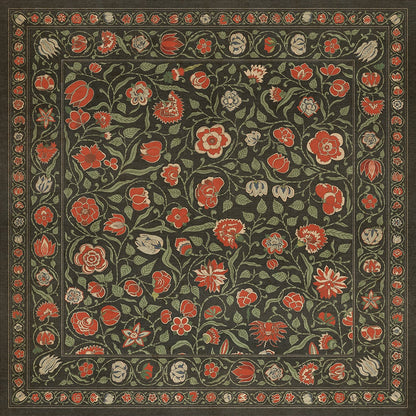 Vintage Vinyl Rug - Antique Floral - Where You Go I Will Go
