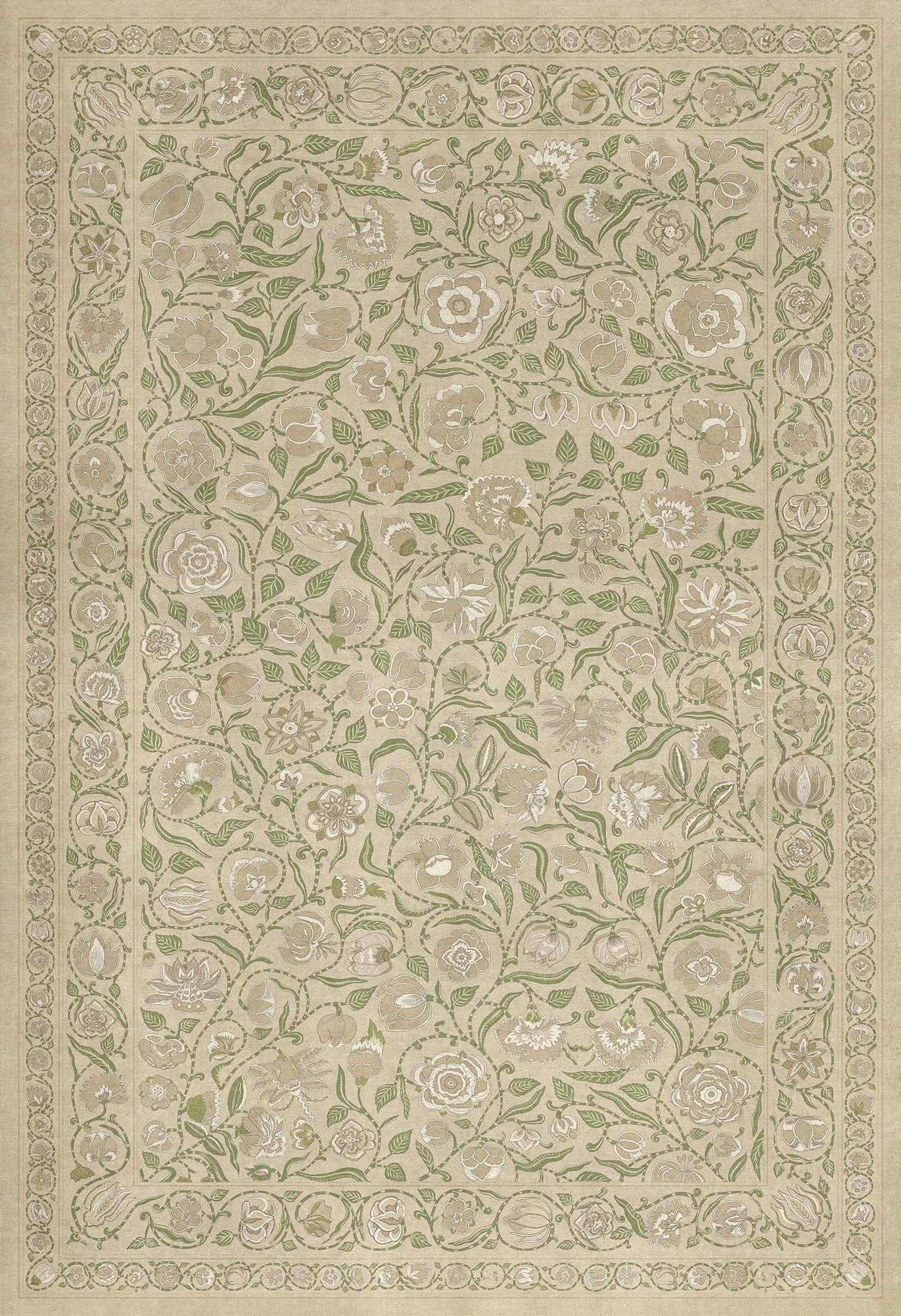 Vintage Vinyl Rug - Antique Floral - A Chilly Peace