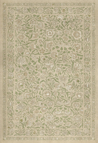Vintage Vinyl Rug - Antique Floral - A Chilly Peace
