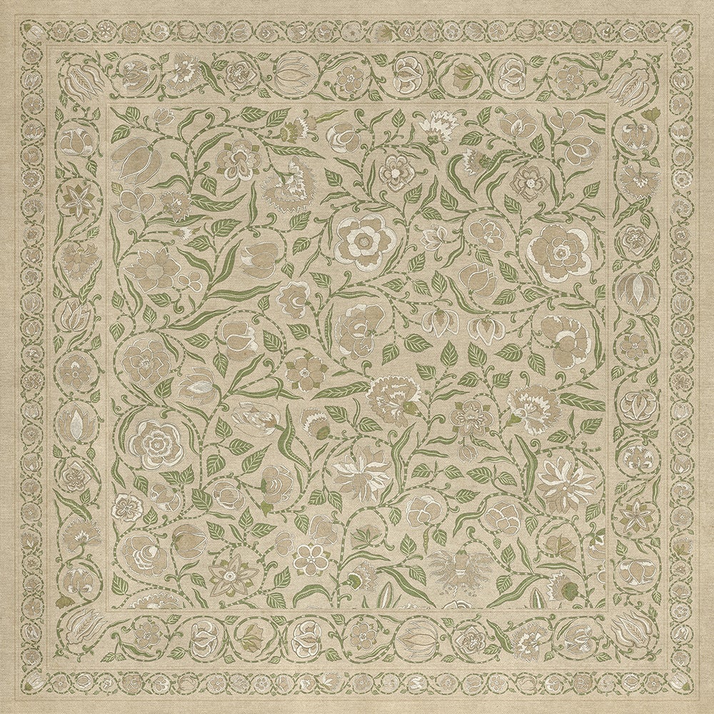 Vintage Vinyl Rug - Antique Floral - A Chilly Peace