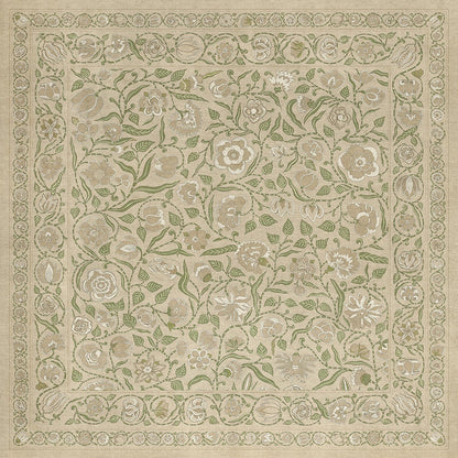 Vintage Vinyl Rug - Antique Floral - A Chilly Peace
