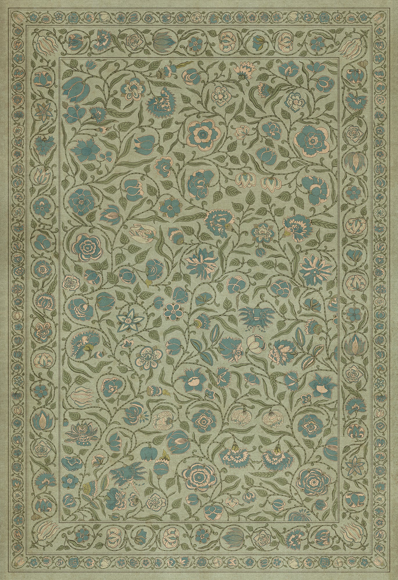 Vintage Vinyl Rug - Antique Floral - A Joy of Earth