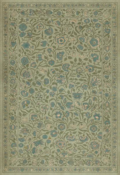 Vintage Vinyl Rug - Antique Floral - A Joy of Earth