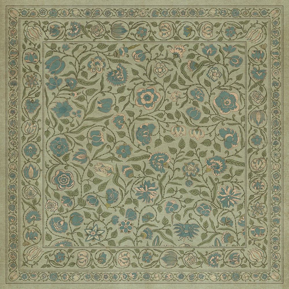 Vintage Vinyl Rug - Antique Floral - A Joy of Earth