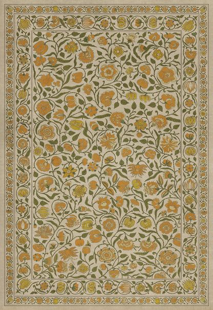Vintage Vinyl Rug - Antique Floral - A Lane of Yellow