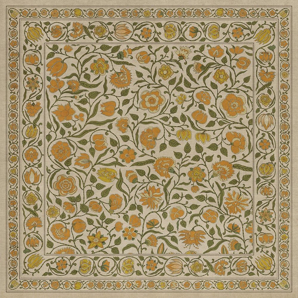 Vintage Vinyl Rug - Antique Floral - A Lane of Yellow