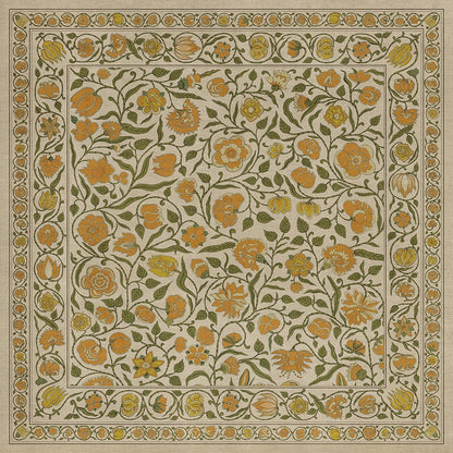 Vintage Vinyl Rug - Antique Floral - A Lane of Yellow