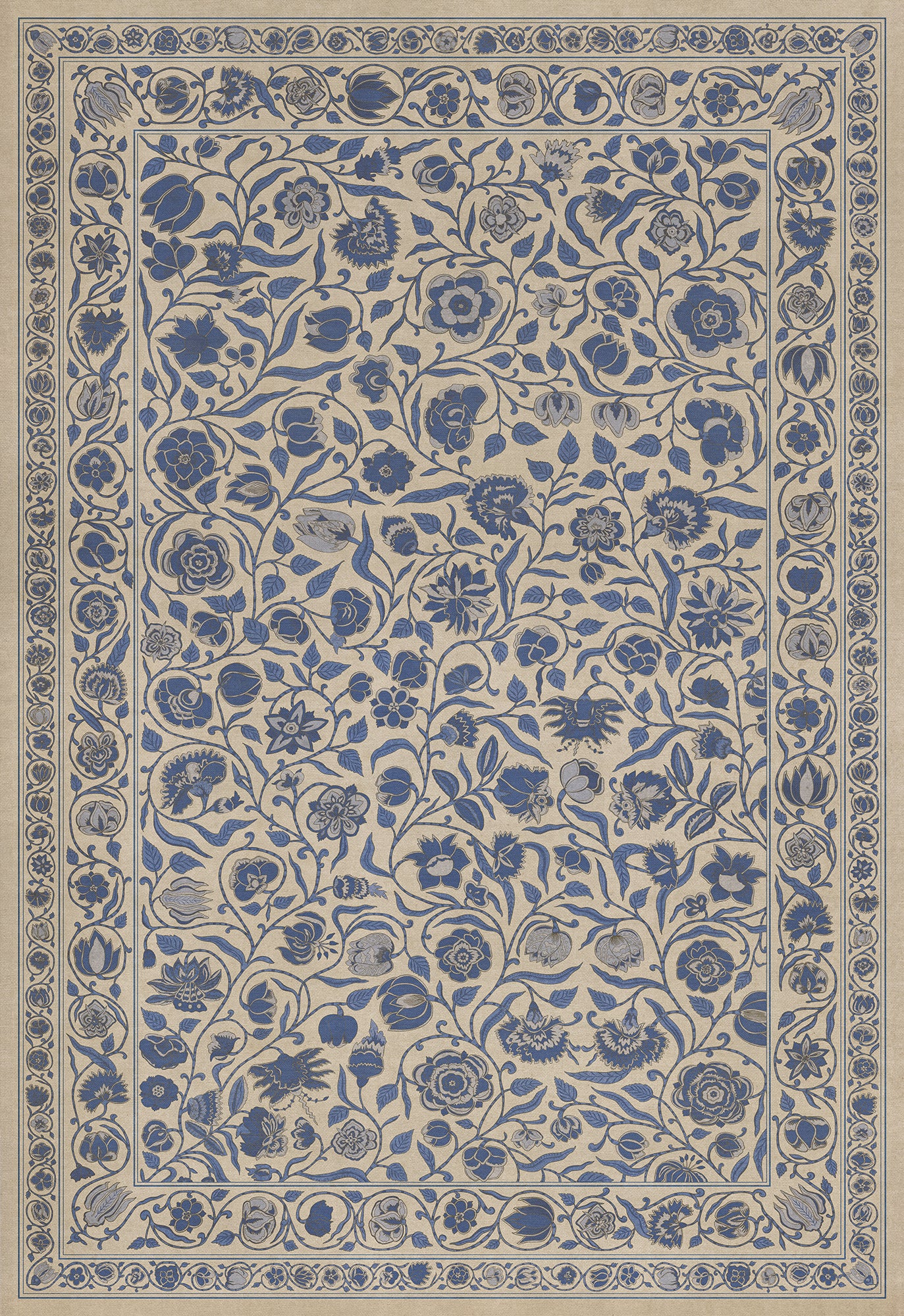 Vintage Vinyl Rug - Antique Floral - A Solemn Soul