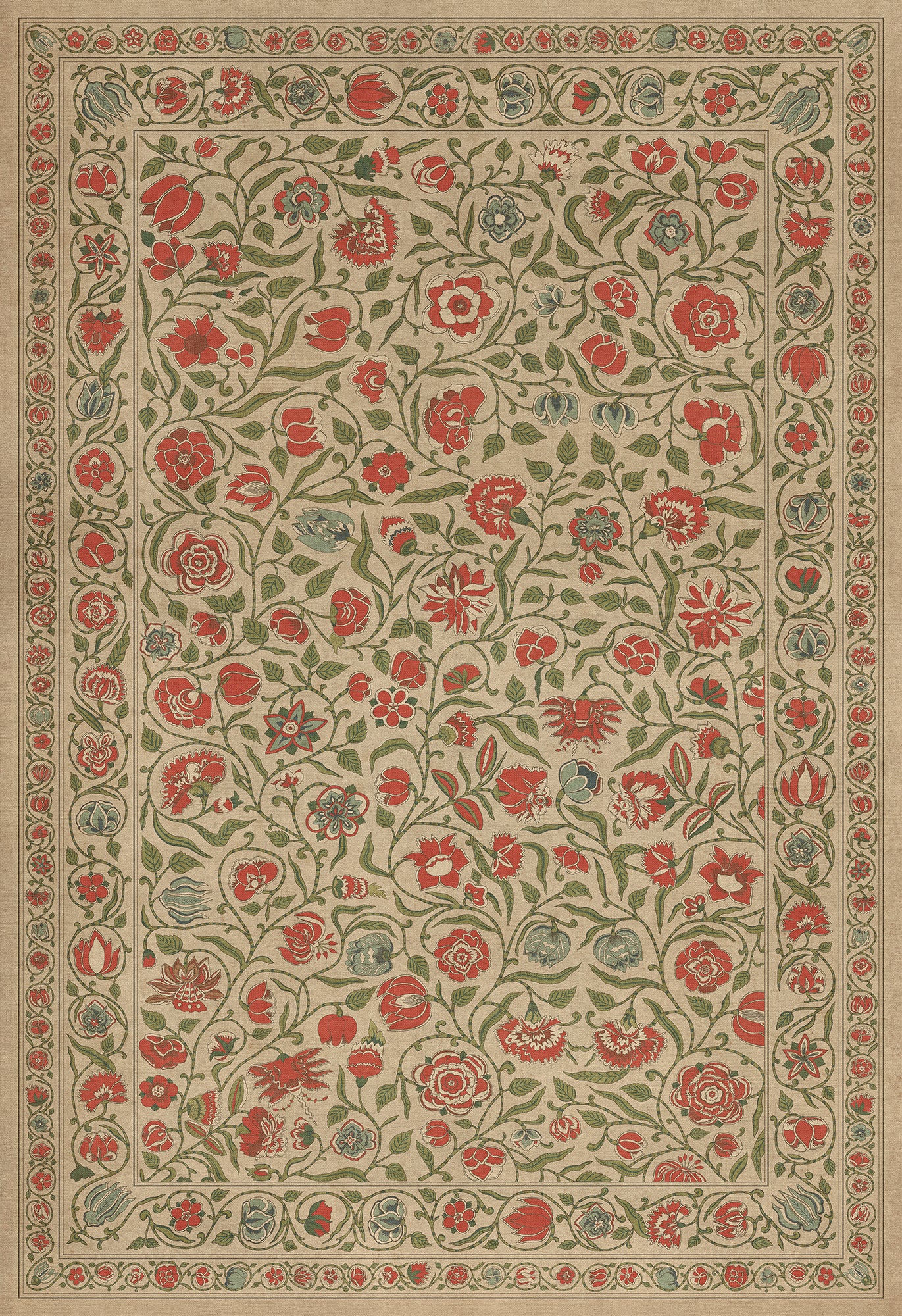 Vintage Vinyl Rug - Antique Floral - May We Live Together
