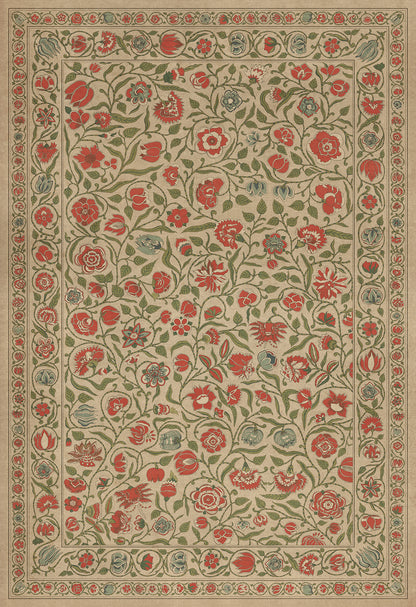 Vintage Vinyl Rug - Antique Floral - May We Live Together