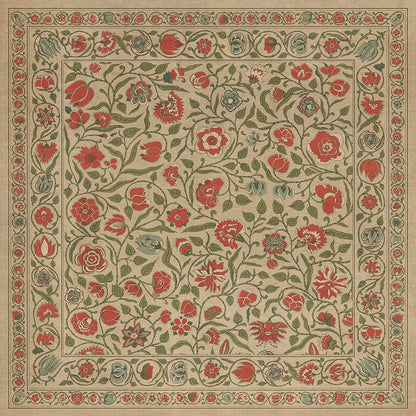 Vintage Vinyl Rug - Antique Floral - May We Live Together