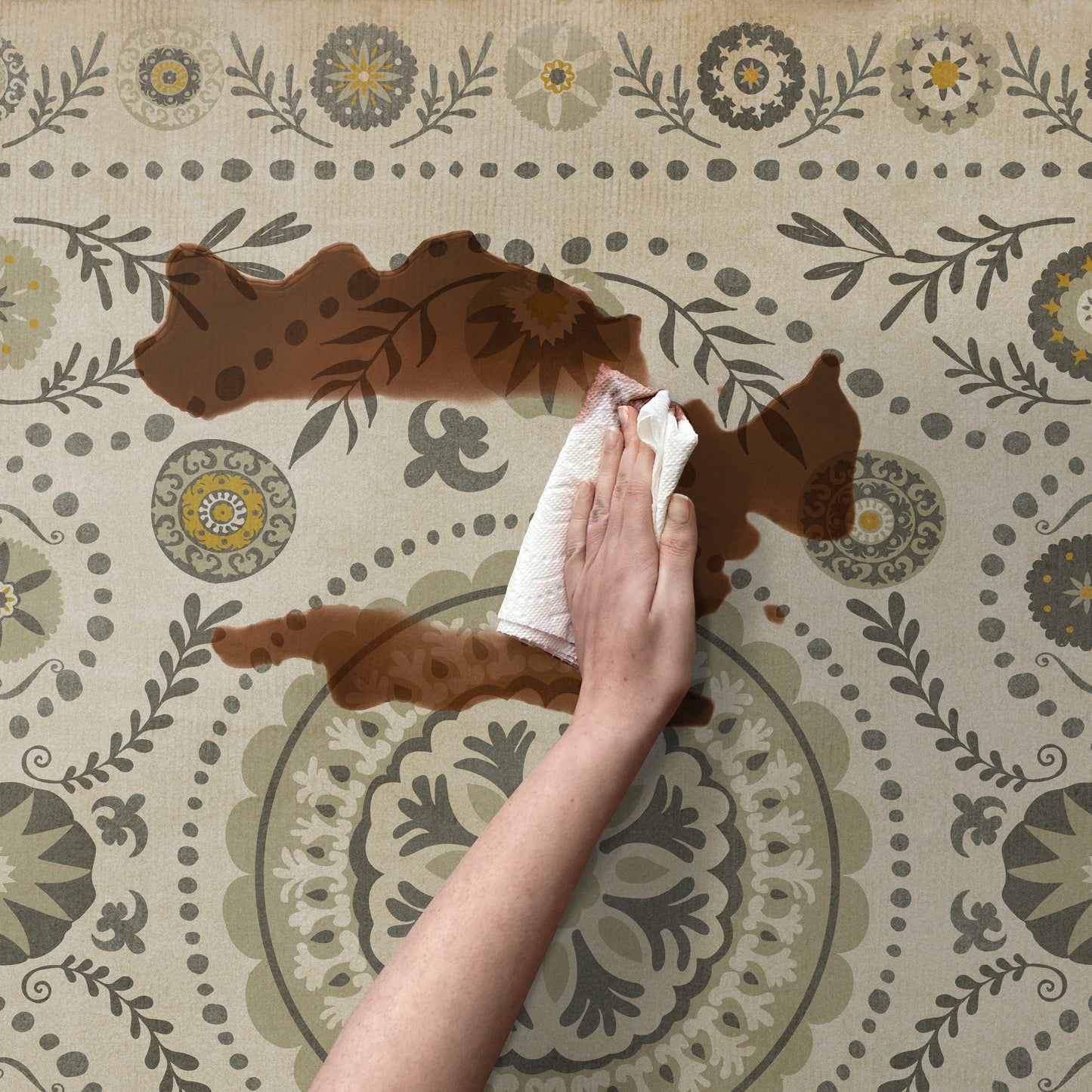 Vintage Vinyl Rug - Pattern 38 - Je Pense