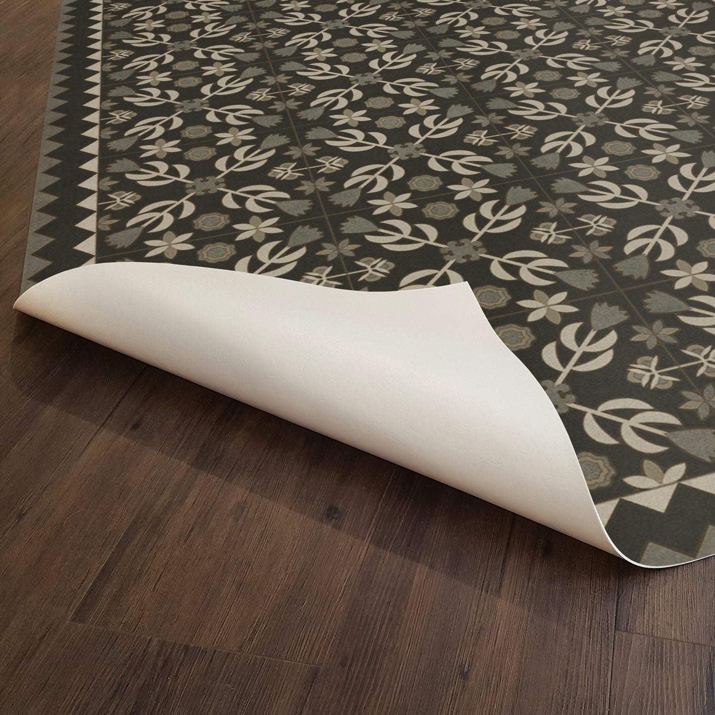Vintage Vinyl Rug - Floral Quilt - Awake at Night