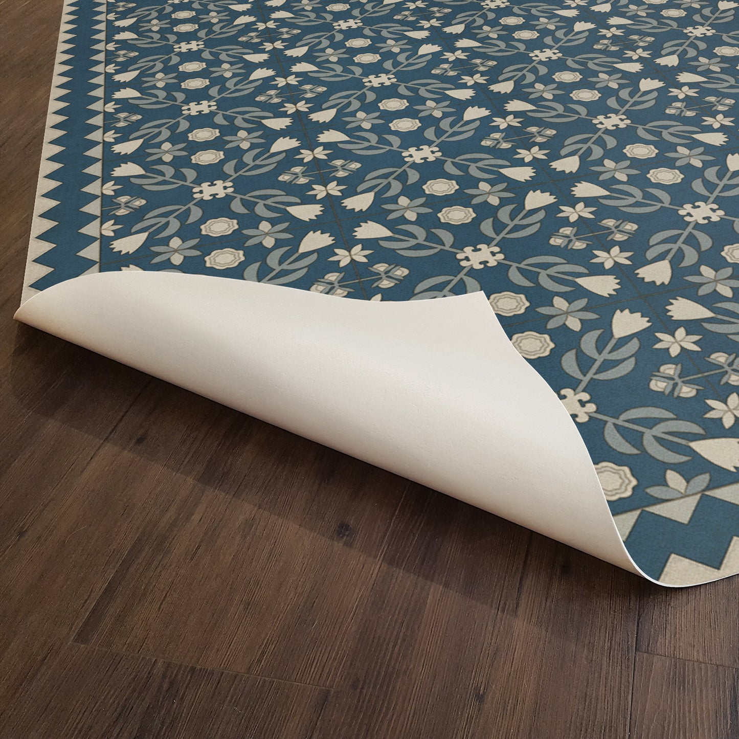 Vintage Vinyl Rug - Floral Quilt - Spring Rain
