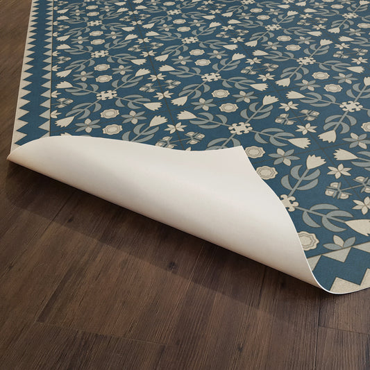 Vintage Vinyl Rug - Floral Quilt - Spring Rain