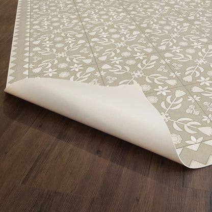 Vintage Vinyl Rug - Floral Quilt - The Woman in White