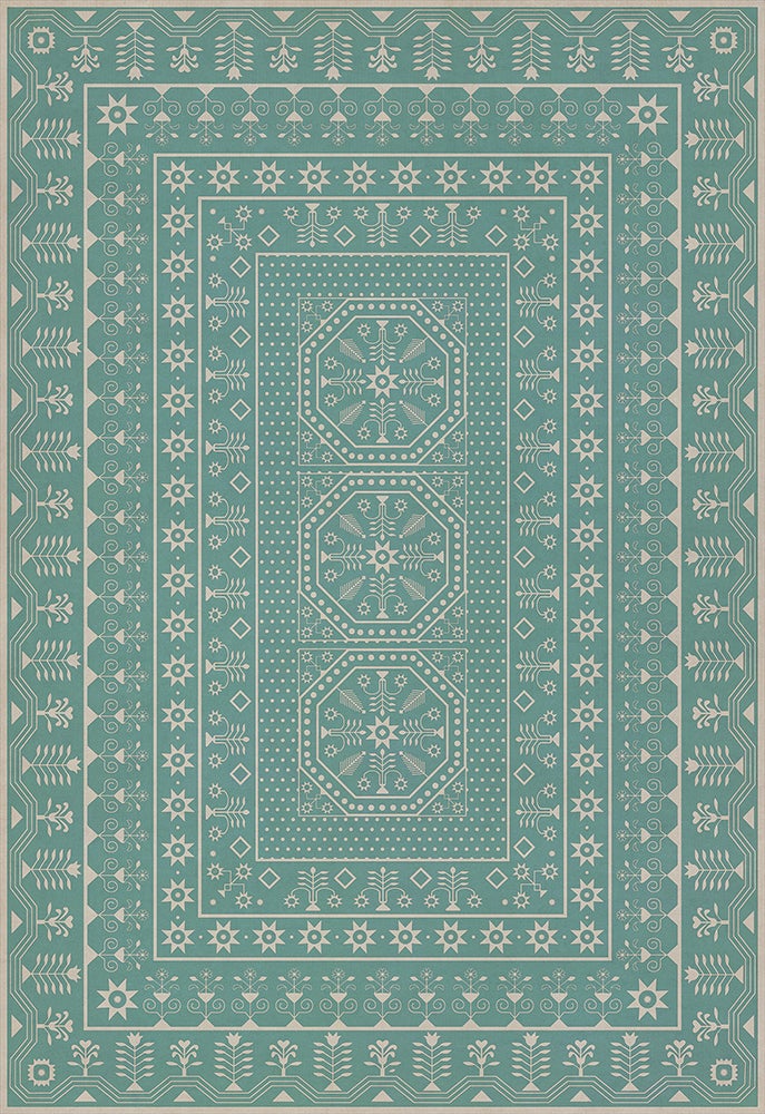 Vintage Vinyl Rug - Embroidery - A Rain of Melody