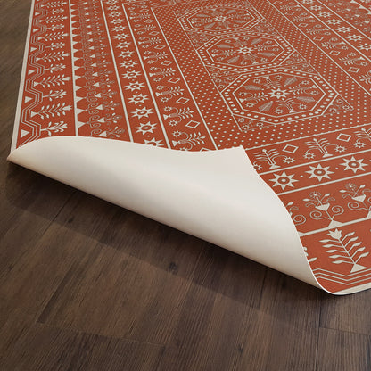 Vintage Vinyl Rug - Embroidery - The Sanguine Sunrise