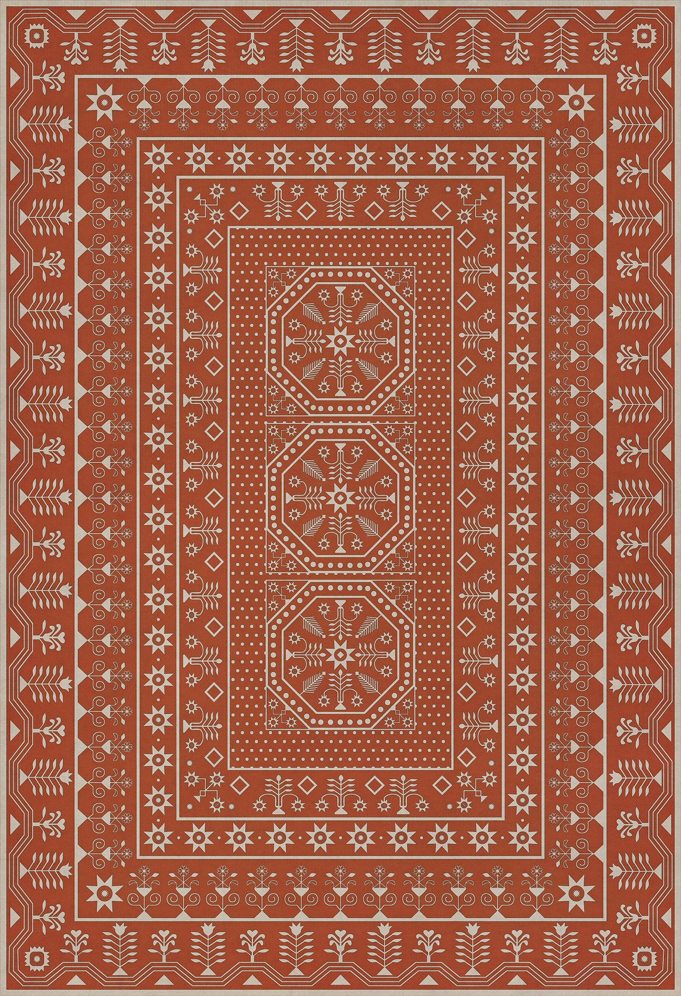 Vintage Vinyl Rug - Embroidery - The Sanguine Sunrise