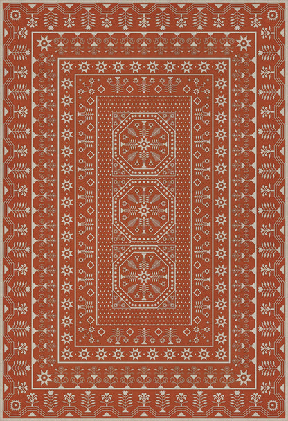 Vintage Vinyl Rug - Embroidery - The Sanguine Sunrise