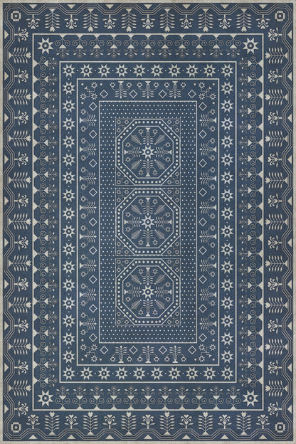 Vintage Vinyl Rug - Embroidery - The Waning Moon
