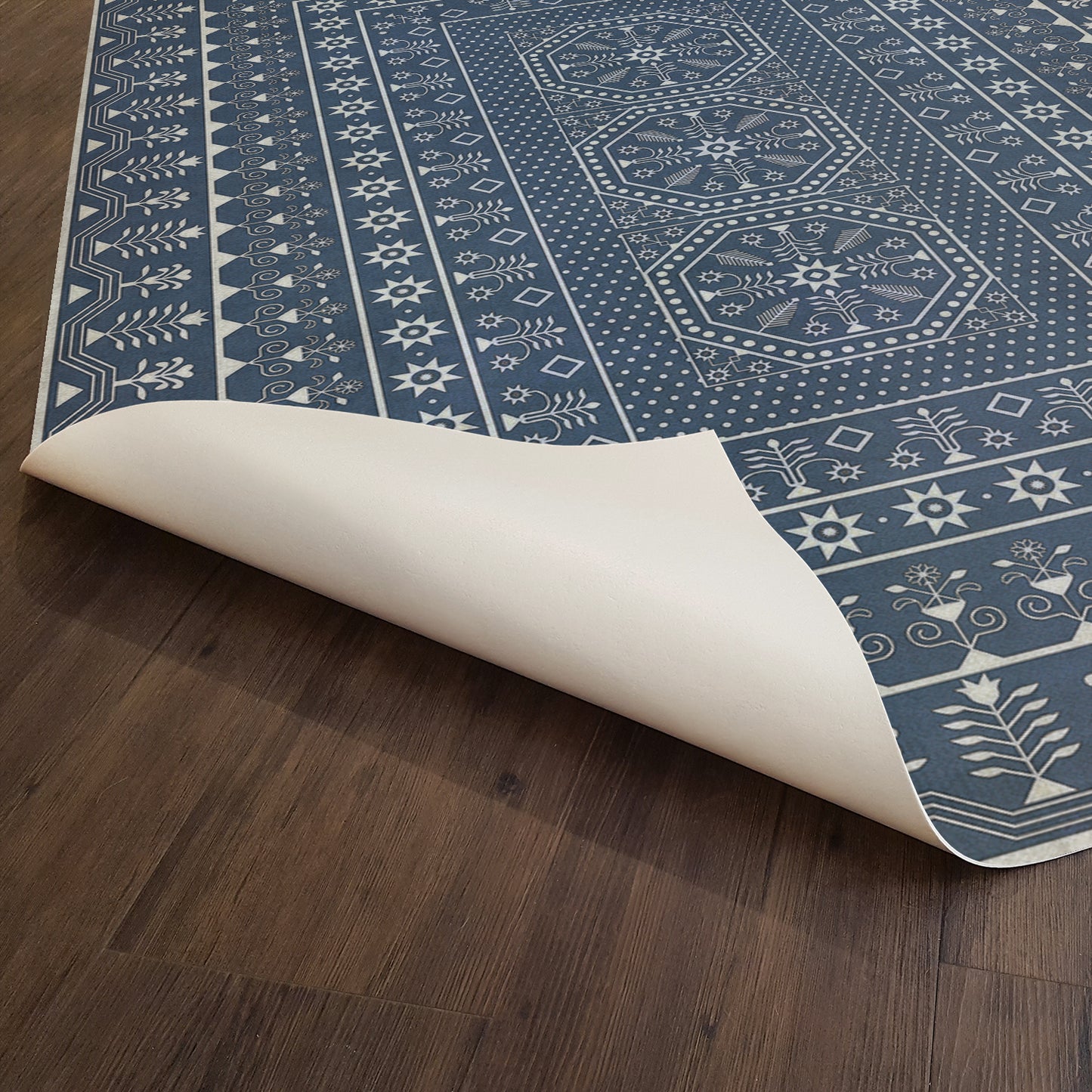 Vintage Vinyl Rug - Embroidery - The Waning Moon