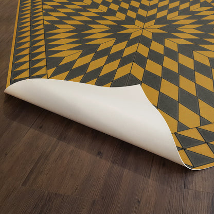 Vintage Vinyl Rug - Sunburst - Swinging Lamps at Night