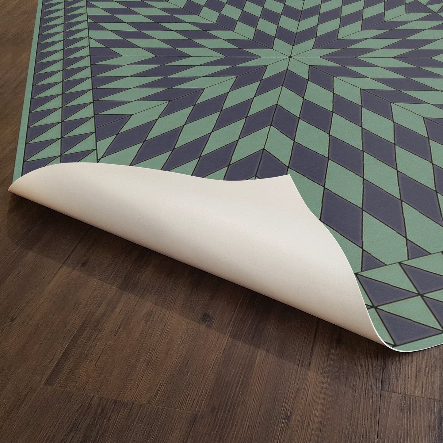 Vintage Vinyl Rug - Sunburst - Winter in the Shade