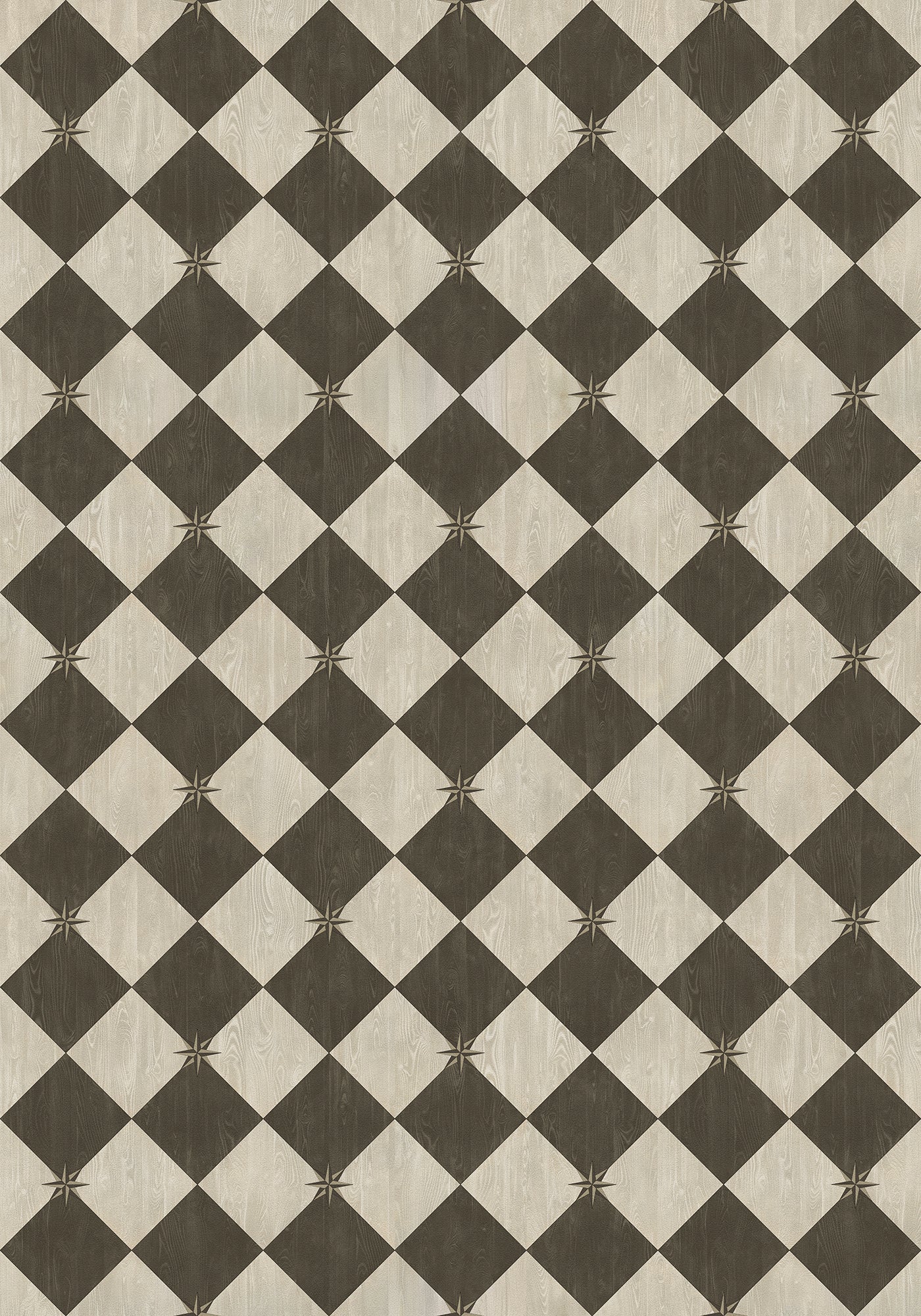 Vintage Vinyl Rug - Compass Diamond - Garden Allée