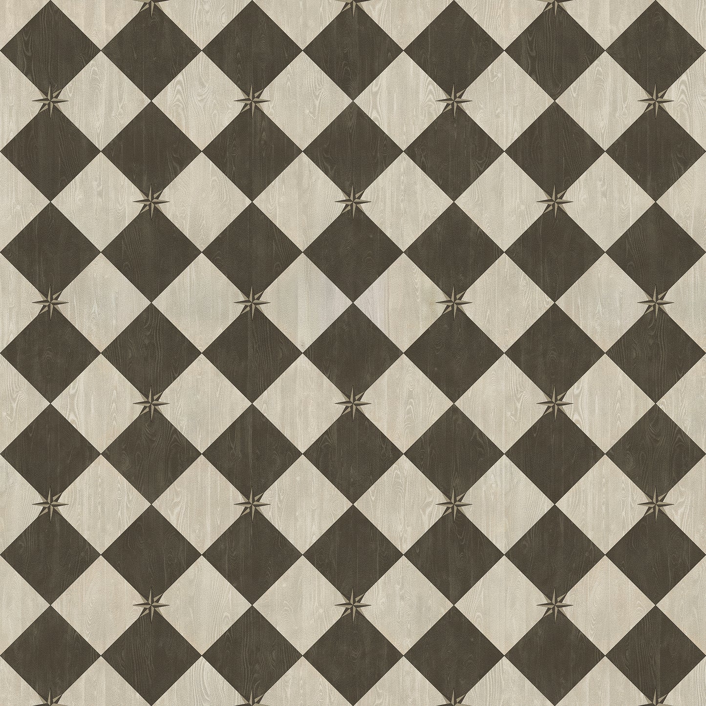 Vintage Vinyl Rug - Compass Diamond - Garden Allée