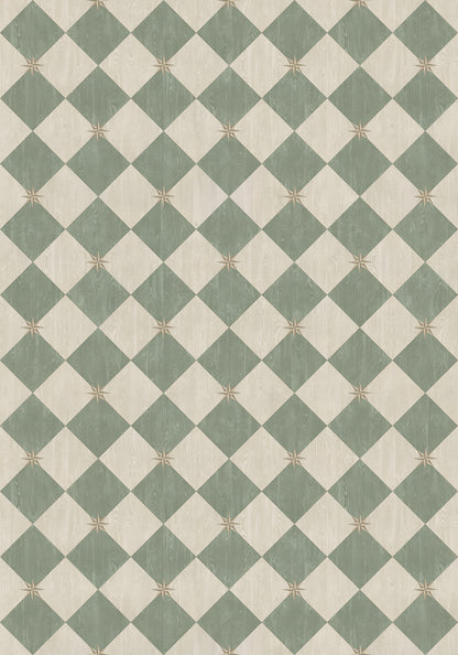 Vintage Vinyl Rug - Compass Diamond - Garden Arbor