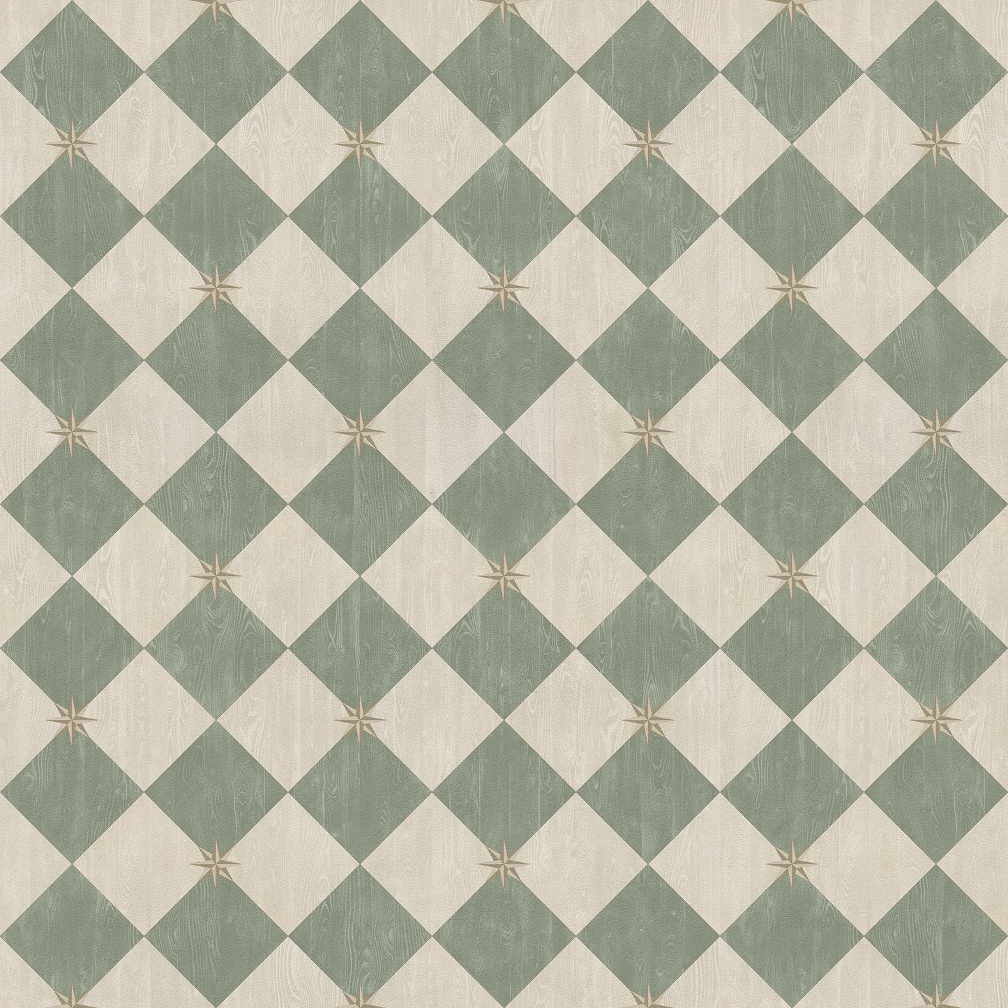 Vintage Vinyl Rug - Compass Diamond - Garden Arbor