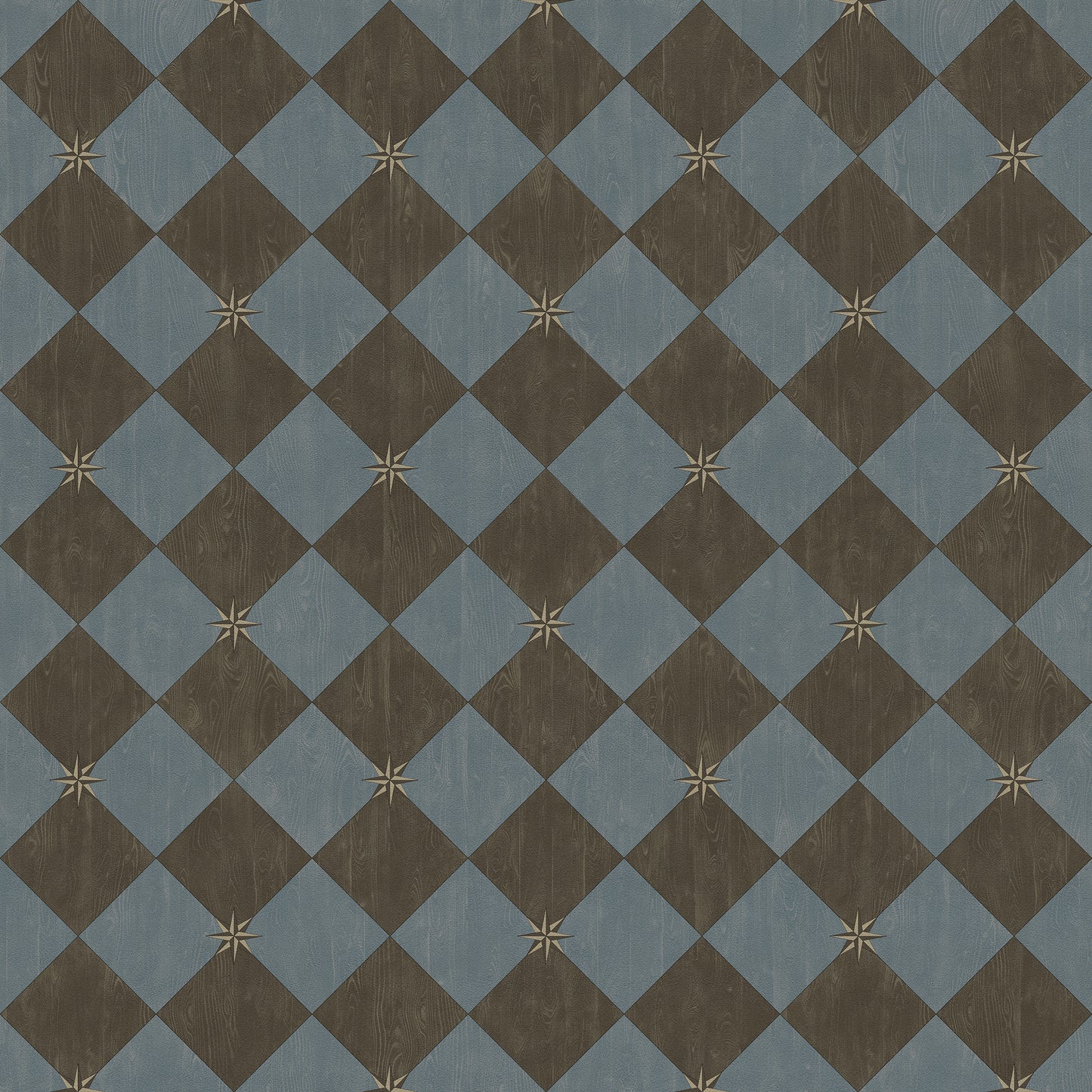 Vintage Vinyl Rug - Compass Diamond - Garden Soirée