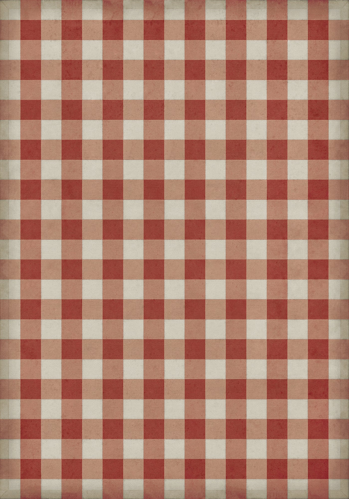 Vintage Vinyl Rug - Gingham Canvas - Red