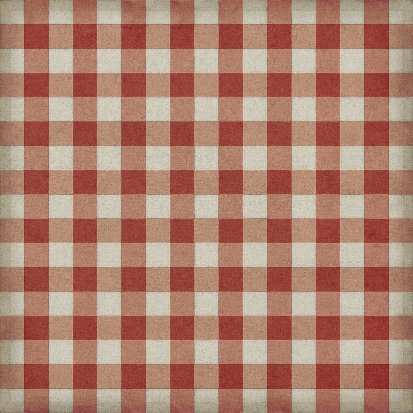 Vintage Vinyl Rug - Gingham Canvas - Red